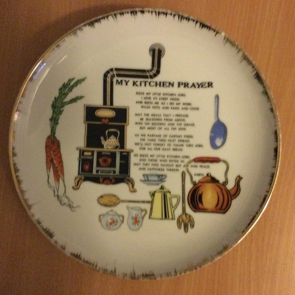 Vintage My Kitchen Prayer Ceramic Plate made in Japan kitchen wall decor 10"